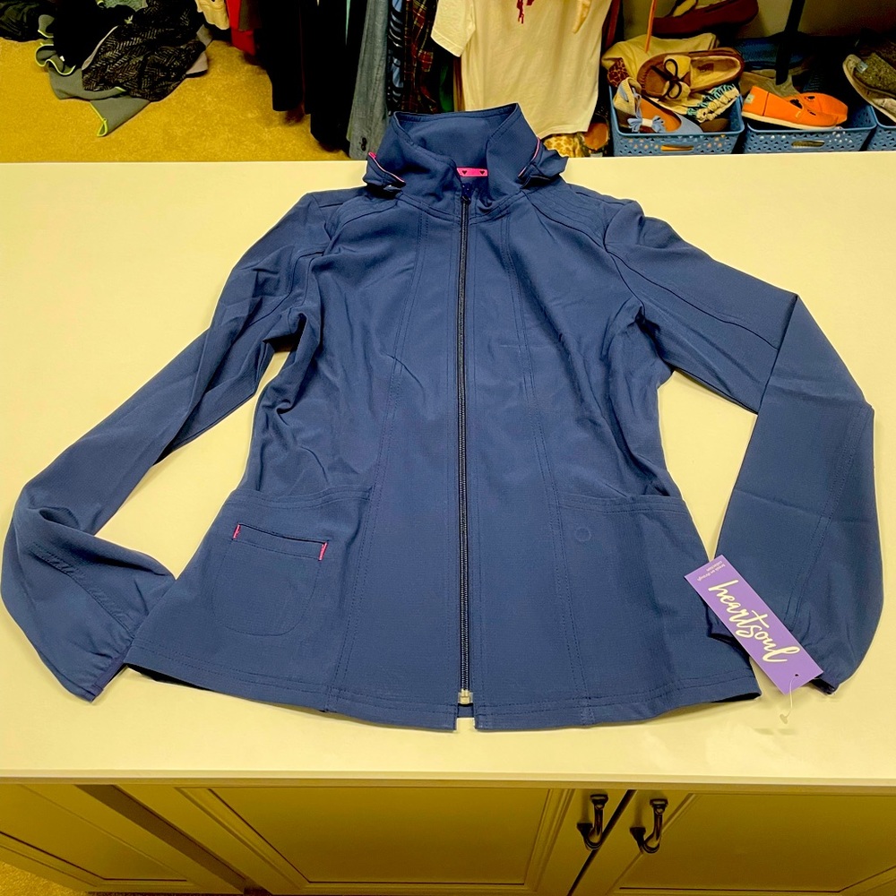 NWT HeartSoul Zip Front Hooded Scrub Jacket